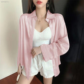 Blusa sexy transparente de manga larga